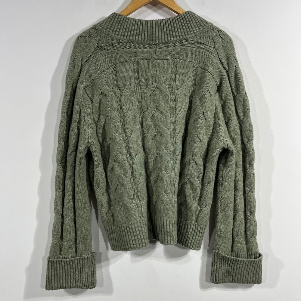 Abercrombie & Fitch Y2K Preppy Fisherman Cable Knit V-Neck Sweater Womens Medium - Picture 3 of 10